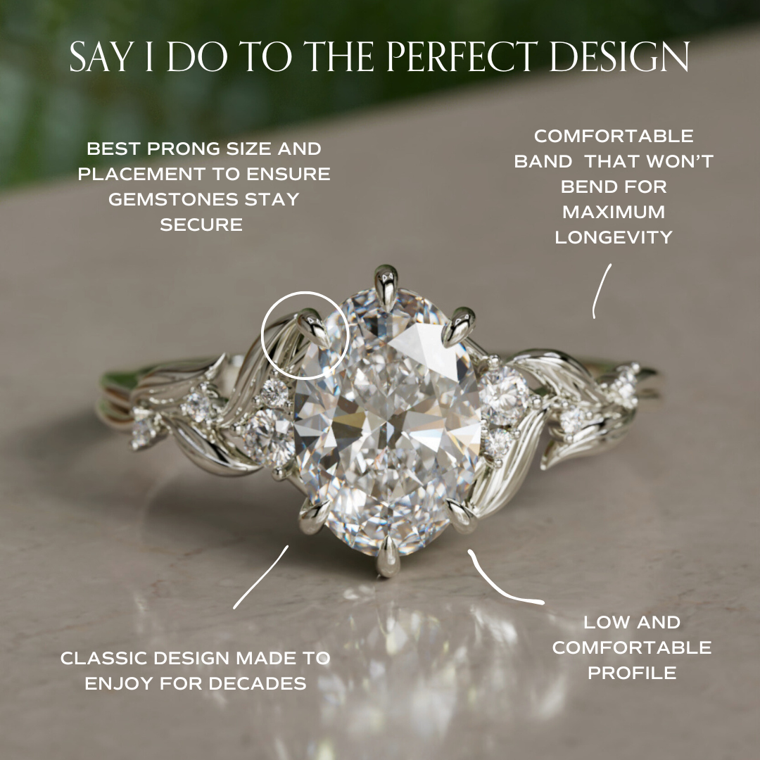 Celria Oval Lab Diamond Fantasy Engagement Ring Nature Inspired with Leaves (Setting Only) By Valley Rose