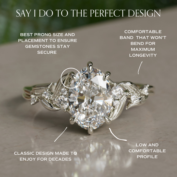 Celria Oval Lab Diamond Fantasy Engagement Ring Nature Inspired with Leaves (Setting Only) By Valley Rose