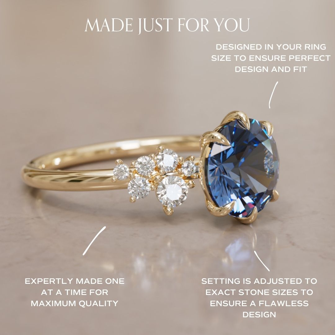 Cosmia Round Lab Diamante Único Celestial Anillo de Compromiso (Solo Montura)