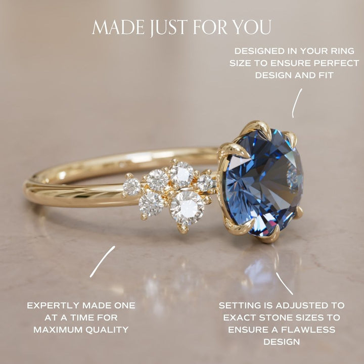 Cosmia Round Lab Diamante Único Celestial Anillo de Compromiso (Solo Montura)