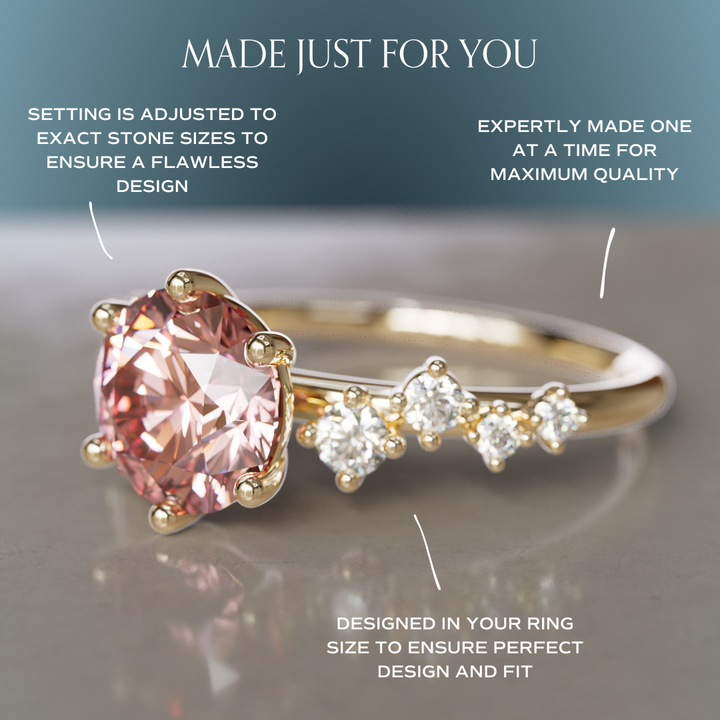 Briar Round Pink Lab Diamond Engagement Flower Ring Nature Inspired (Setting Only)