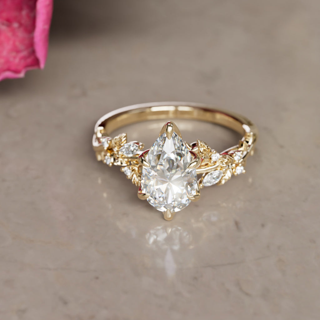 Rosewood Pear 1.26ct D VVS2 Lab Diamond Engagement Ring (Ready to Ship) By Valley Rose