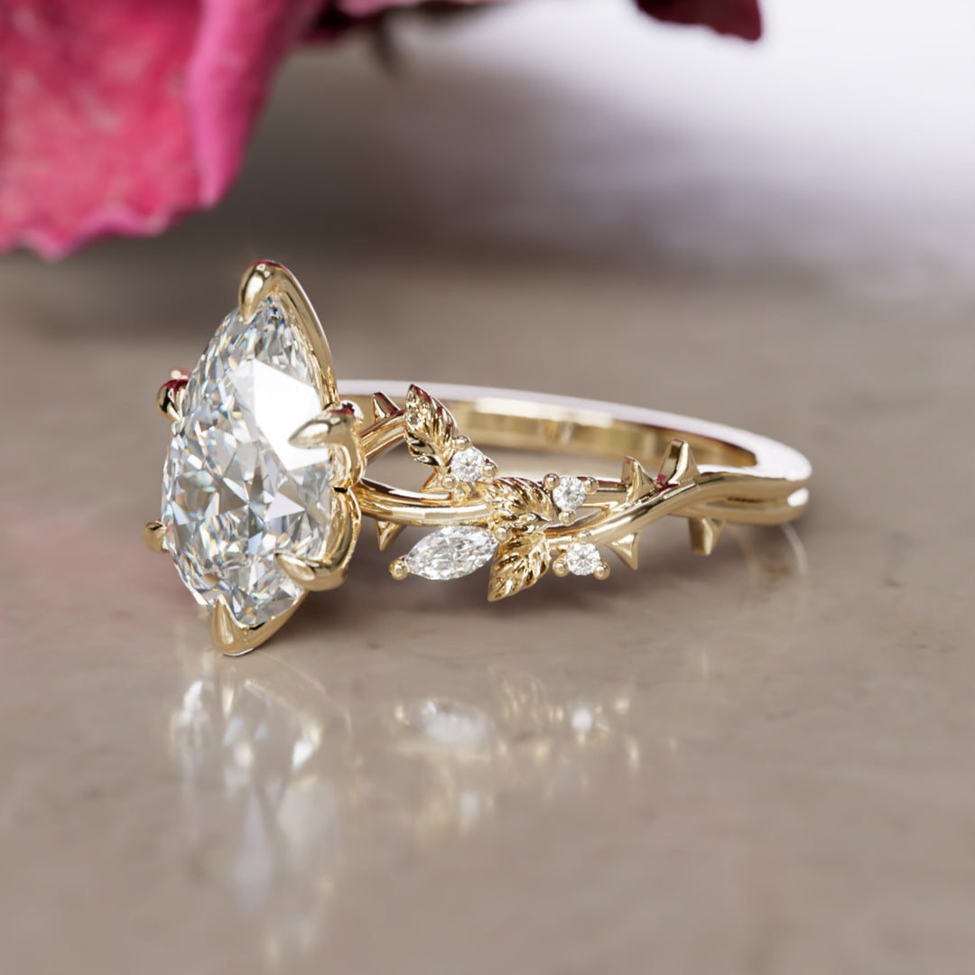 Rosewood Pear 1.26ct D VVS2 Lab Diamond Engagement Ring (Ready to Ship)