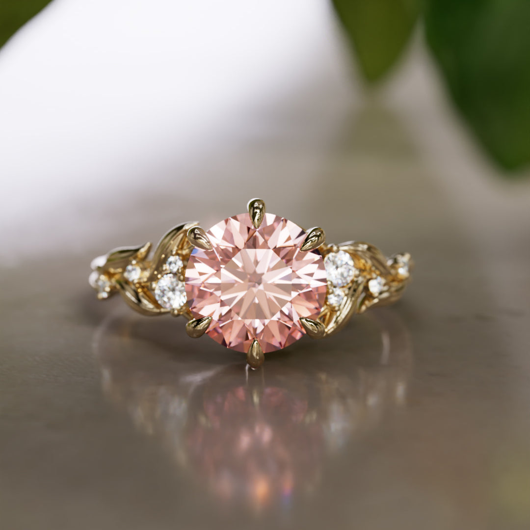 Celria Round Pink 1.67 Ct VVS2 Lab Diamond Engagement Ring (Ready to Ship)