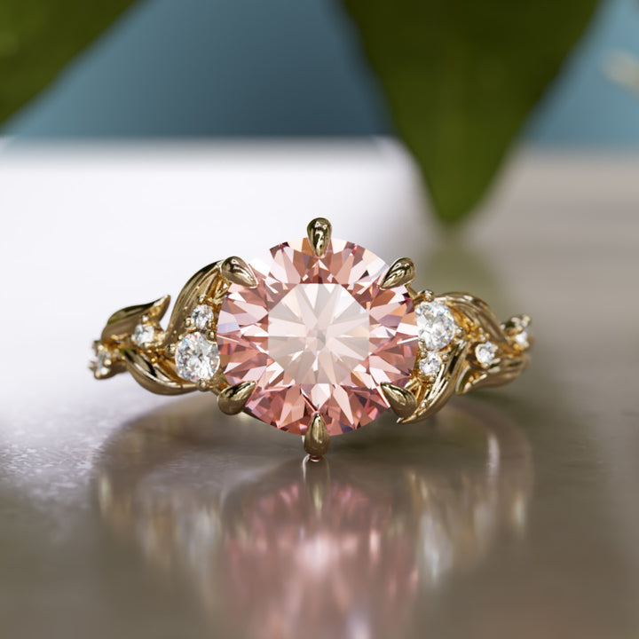 Celria Round Pink 1.67 Ct VVS2 Lab Diamond Engagement Ring (Ready to Ship)