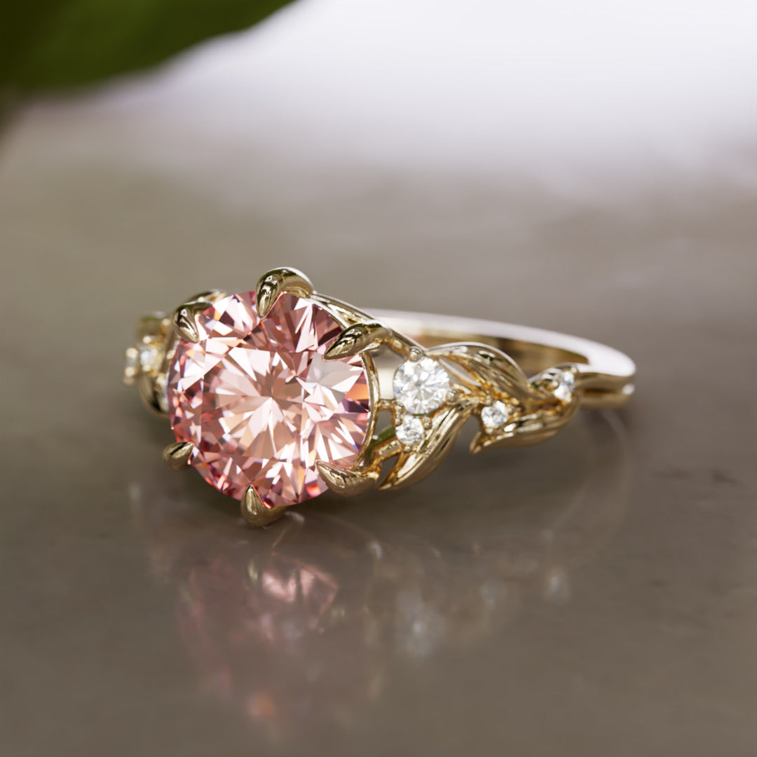 Celria Round Pink 1.67 Ct VVS2 Lab Diamond Engagement Ring (Ready to Ship)