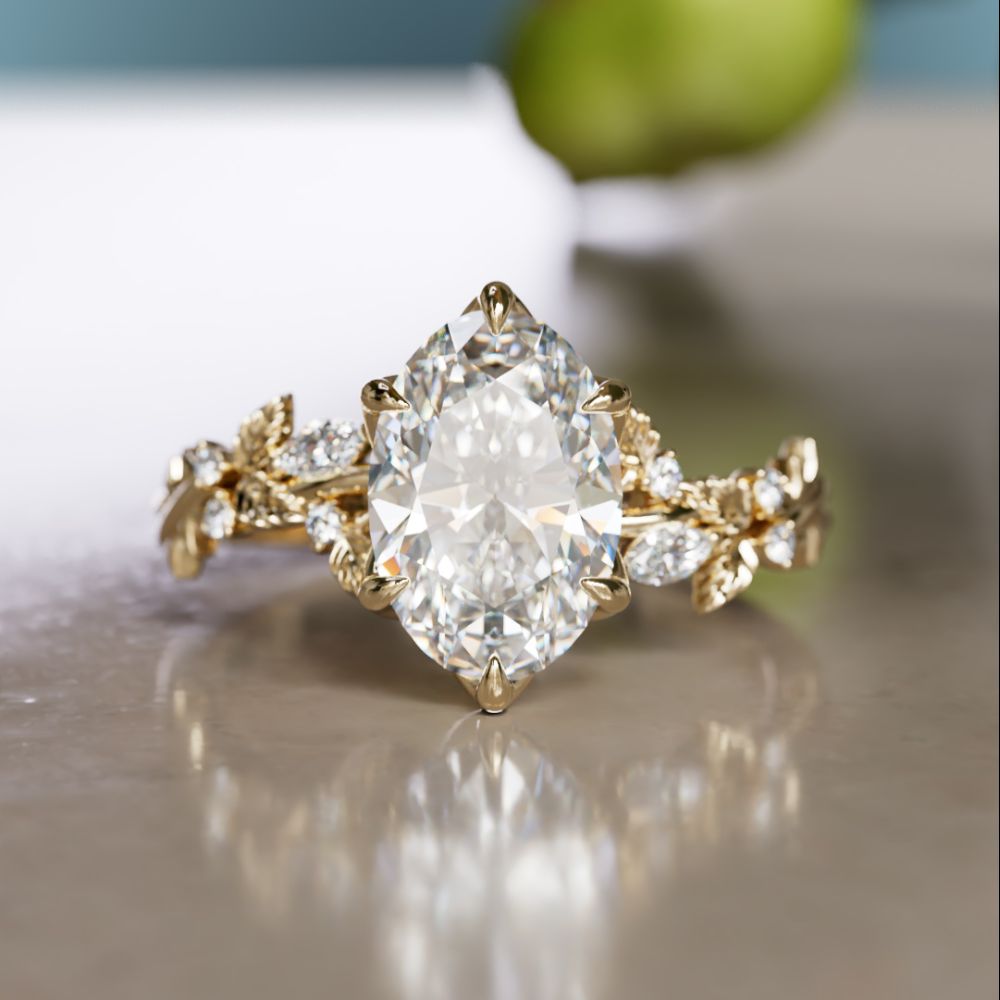 Rosewood Oval 1.54ct E VVS2 Lab Diamond Engagement Ring (Ready to Ship)