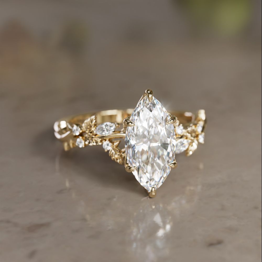 Rosewood Marquise 1,51 ct E VVS2 Labor-Diamant Verlobungsring (Versandbereit)