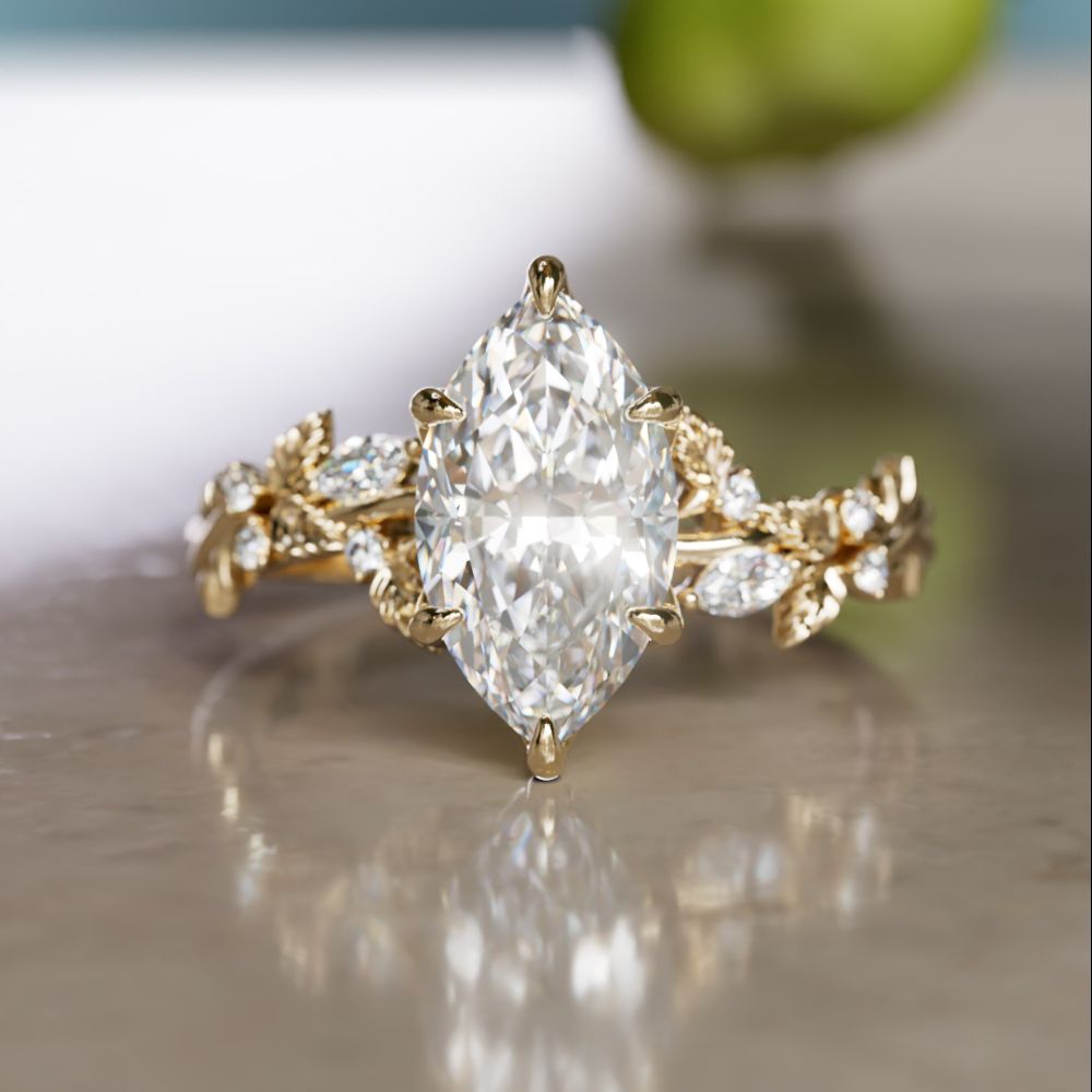 Rosewood Marquise 1.51ct E VVS2 Lab Diamond Engagement Ring (Ready to Ship)