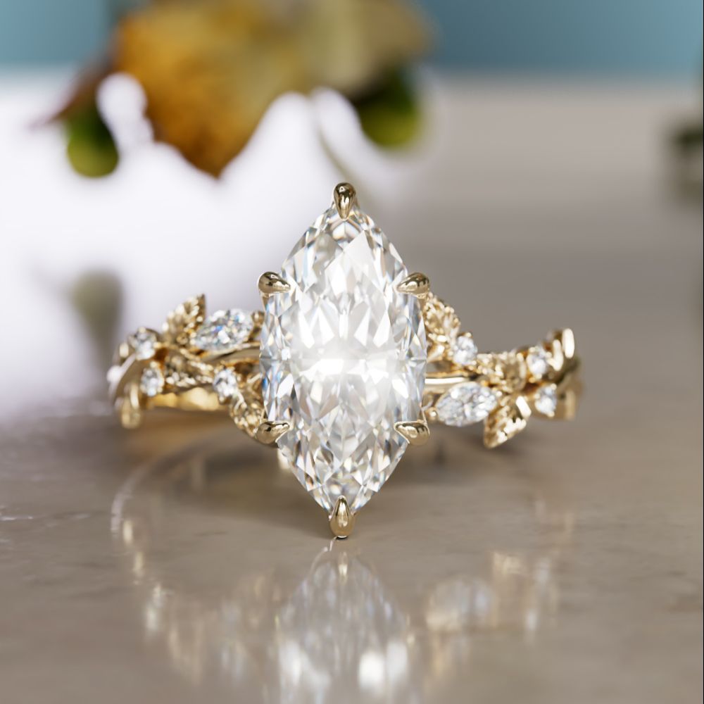 Rosewood Marquise 1,51 ct E VVS2 Labor-Diamant Verlobungsring (Versandbereit)