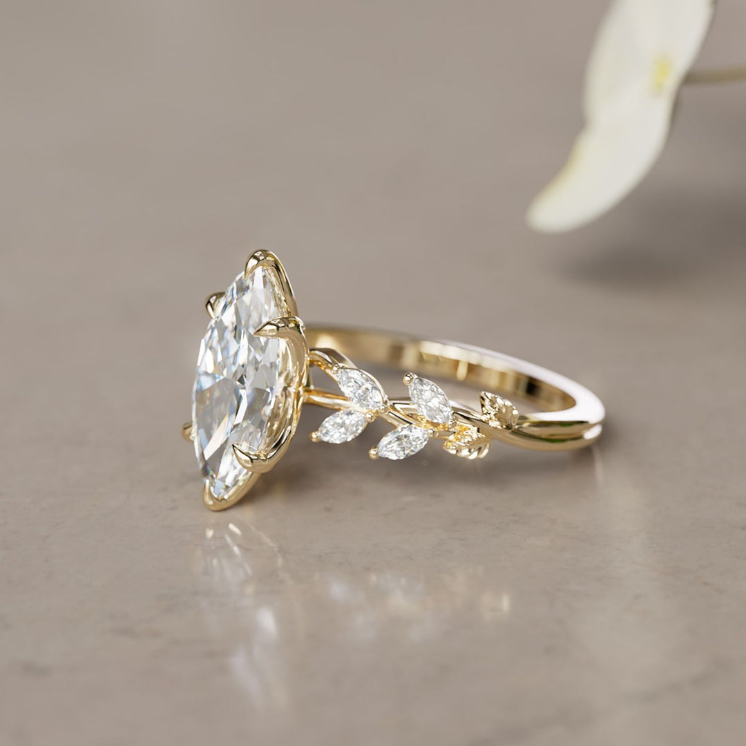 Farren trúlofunarhringur með 1.55 ct E VVS1 marquise-ræktuðum demanti (tilbúinn til sendingar)
