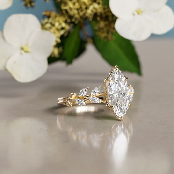 Farren trúlofunarhringur með 1.55 ct E VVS1 marquise-ræktuðum demanti (tilbúinn til sendingar)