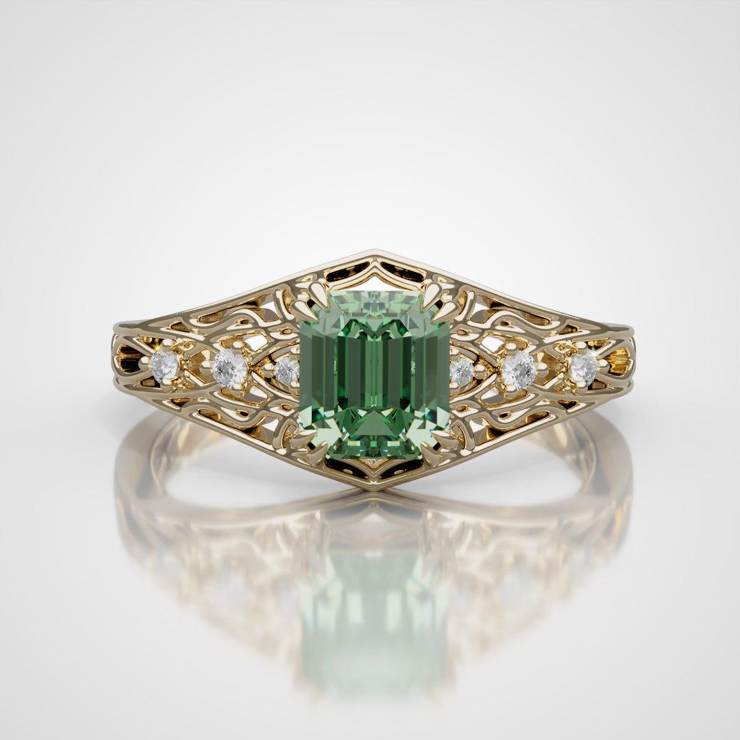 Anillo personalizado Ilyrana de zafiro en oro de 14k para Daniel