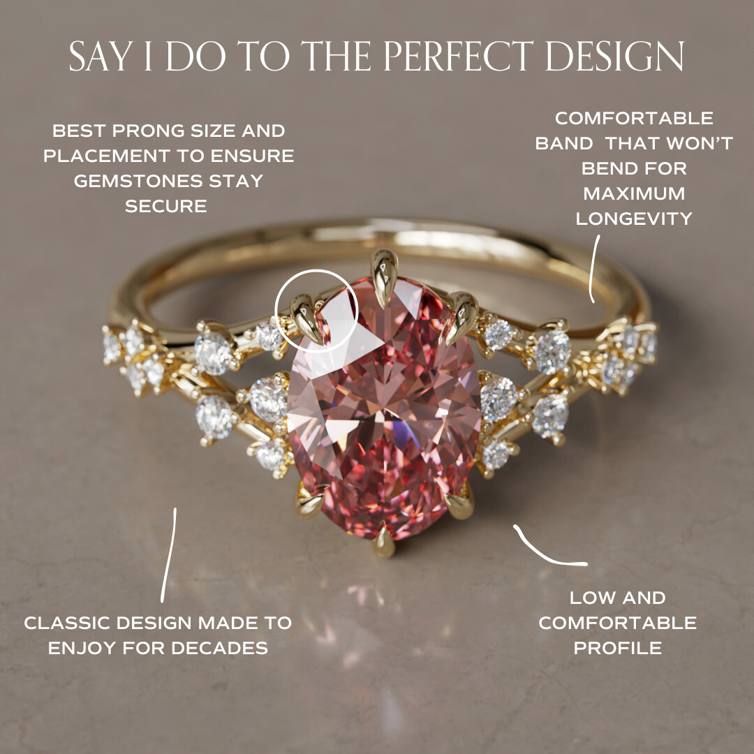 Alternative Oval Engagement Ring Split Shank with Lab Diamonds By Valley Rose