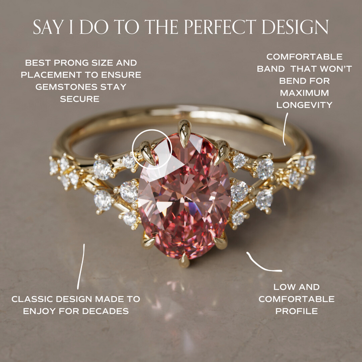 Alternative Oval Engagement Ring Split Shank with Lab Diamonds By Valley Rose