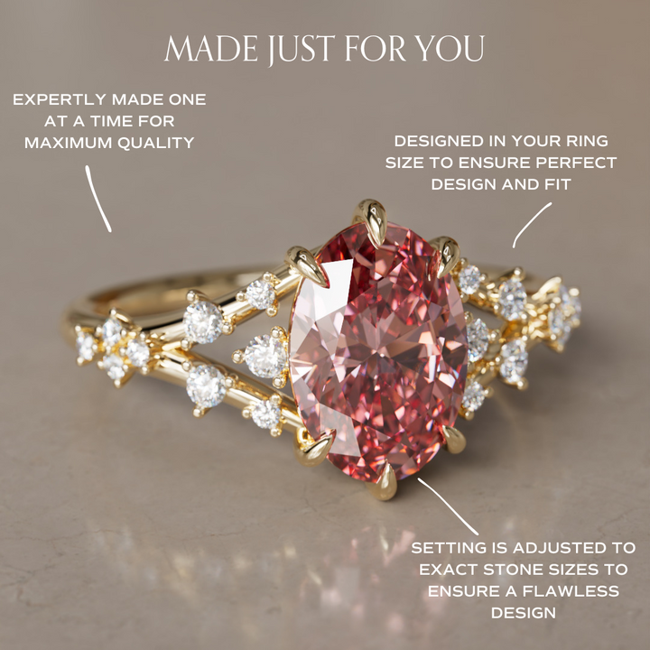 Alternative Oval Engagement Ring Split Shank with Lab Diamonds By Valley Rose