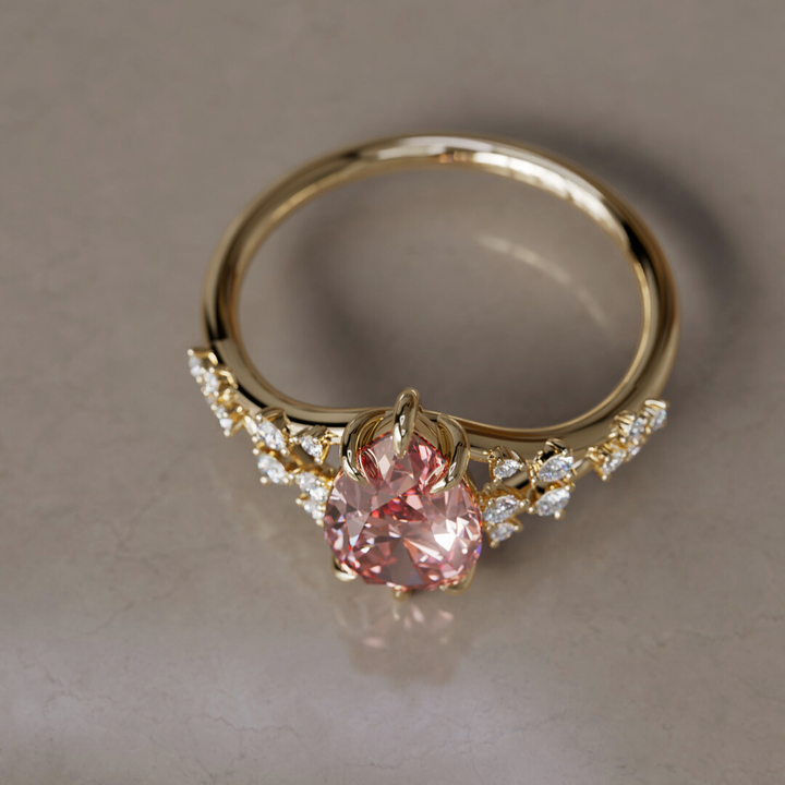 Alternative Pear Engagement Ring Split Shank with Lab Diamonds By Valley Rose