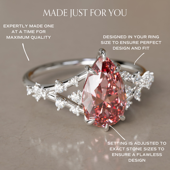 Alternative Pear Engagement Ring Split Shank with Lab Diamonds By Valley Rose