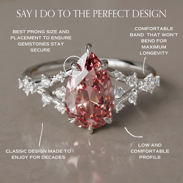 Alternative Pear Engagement Ring Split Shank with Lab Diamonds By Valley Rose
