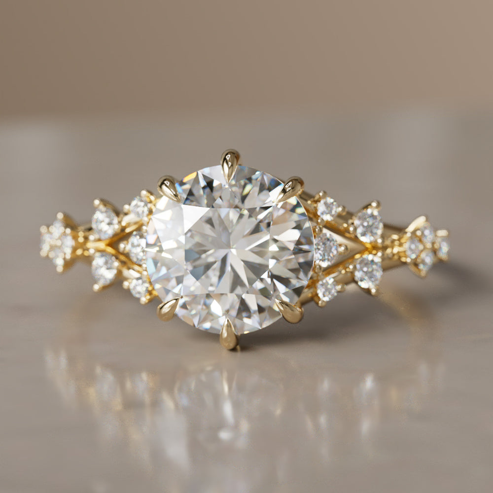 Alternative Round Engagement Ring Split Shank with Lab Diamonds By Valley Rose