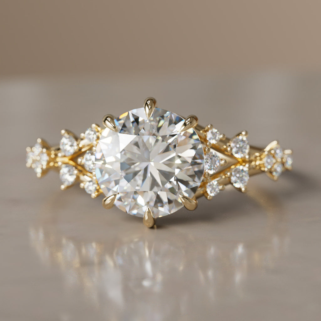 Alternative Round Engagement Ring Split Shank with Lab Diamonds By Valley Rose