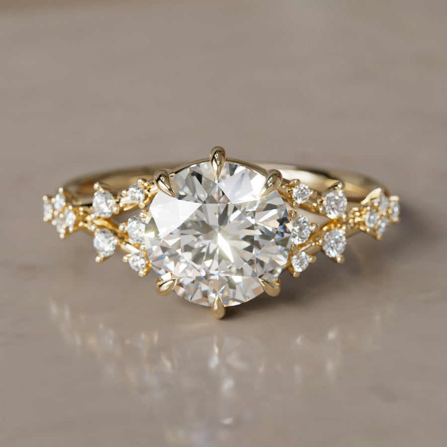Alternative Round Engagement Ring Split Shank with Lab Diamonds By Valley Rose
