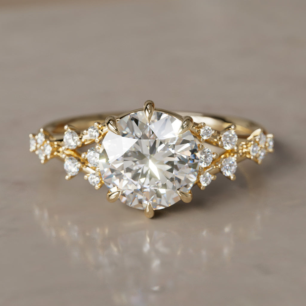 Alternative Round Engagement Ring Split Shank with Lab Diamonds By Valley Rose
