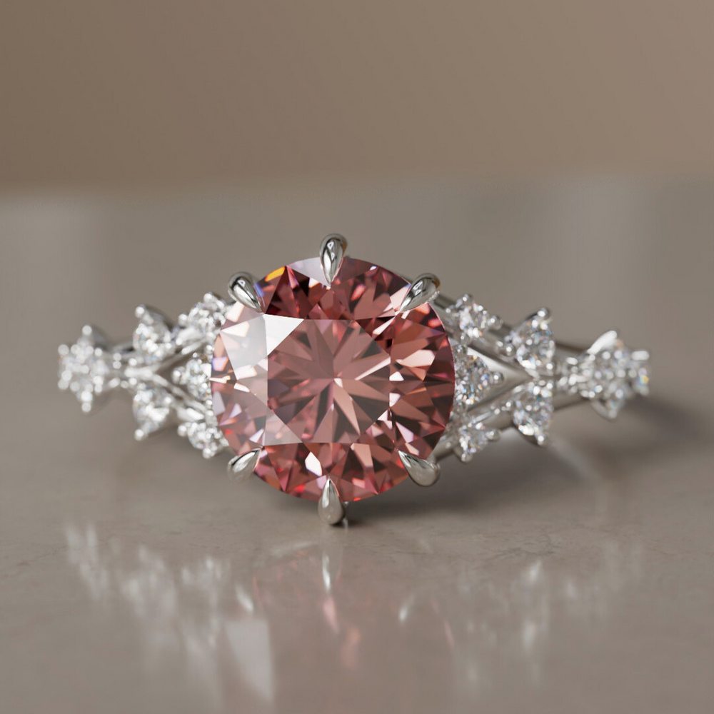 Alternative Round Engagement Ring Split Shank with Lab Diamonds By Valley Rose