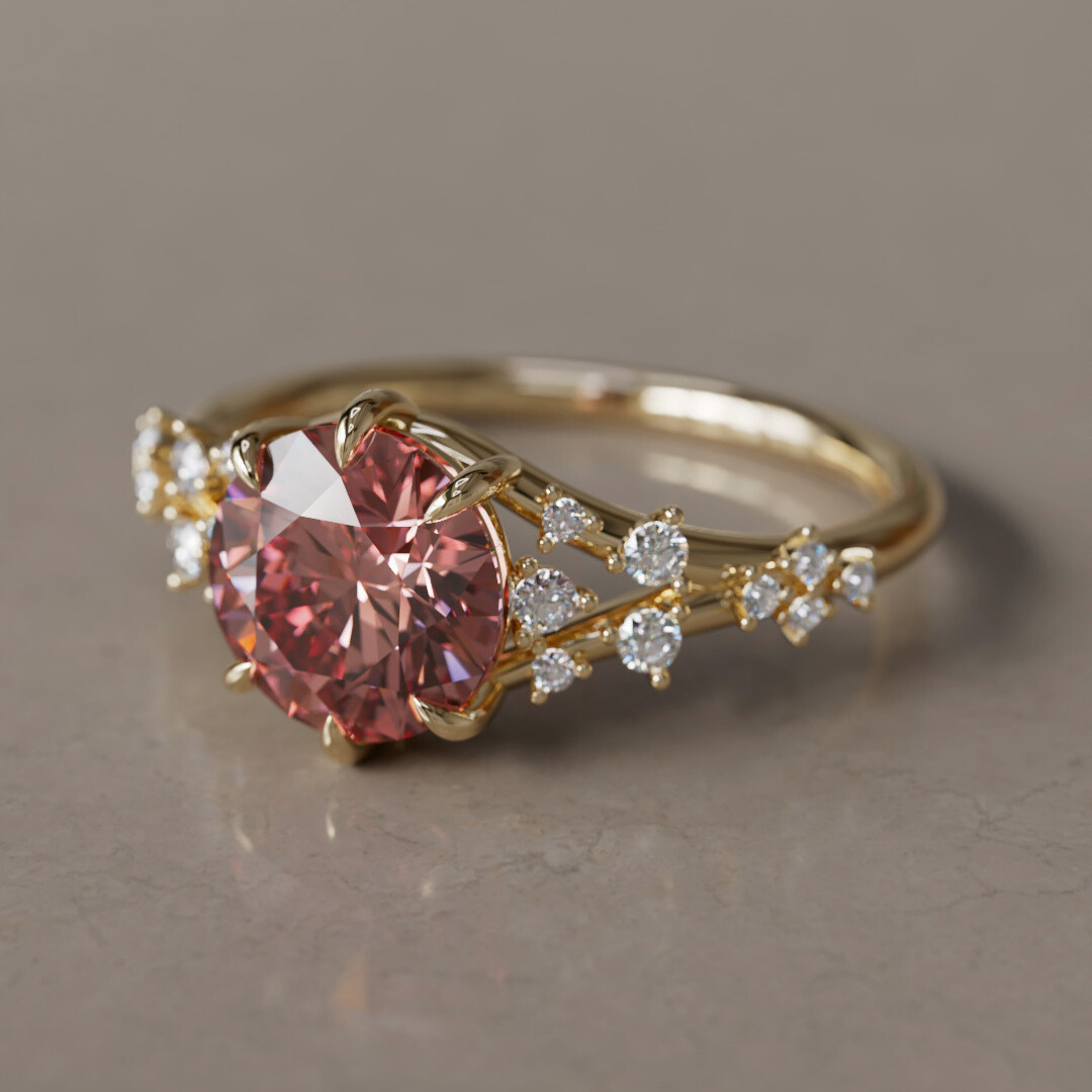 Alternative Round Engagement Ring Split Shank with Lab Diamonds By Valley Rose