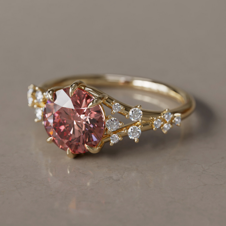 Alternative Round Engagement Ring Split Shank with Lab Diamonds By Valley Rose