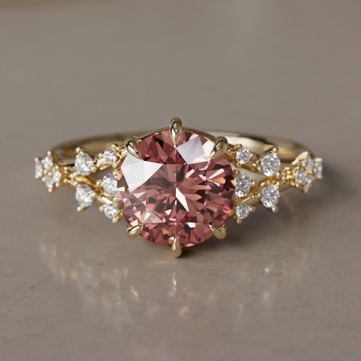Alternative Round Engagement Ring Split Shank with Lab Diamonds By Valley Rose