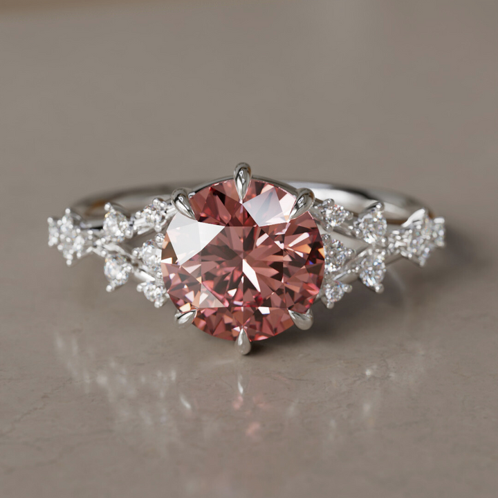 Alternative Round Engagement Ring Split Shank with Lab Diamonds By Valley Rose