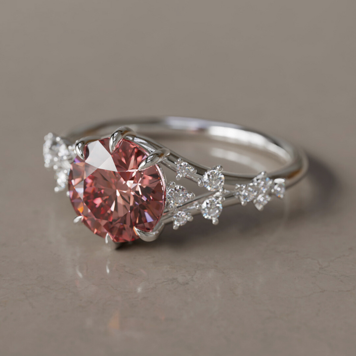Alternative Round Engagement Ring Split Shank with Lab Diamonds By Valley Rose