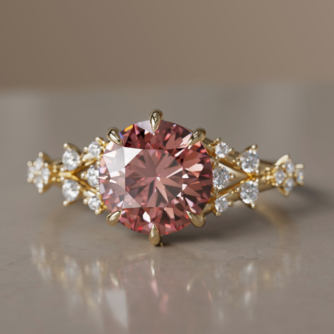 Alternative Round Engagement Ring Split Shank with Lab Diamonds By Valley Rose