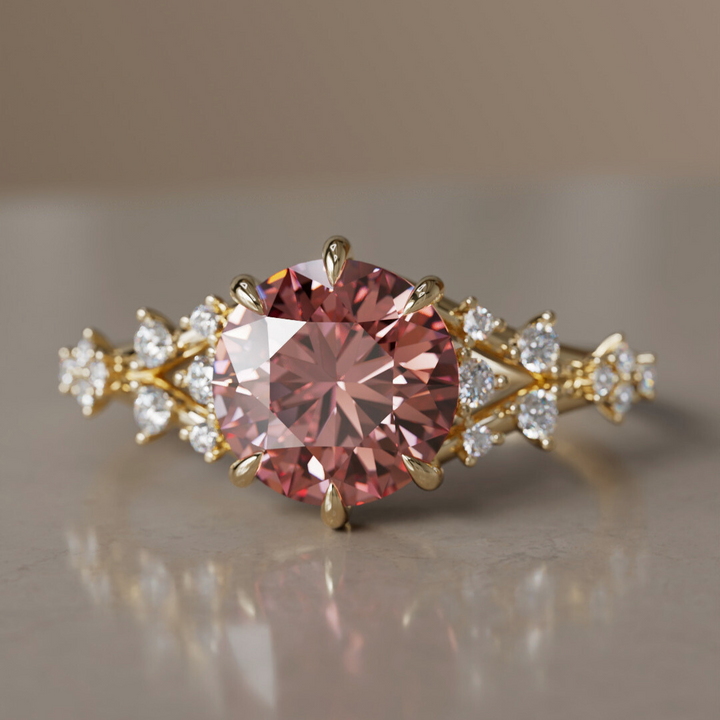 Alternative Round Engagement Ring Split Shank with Lab Diamonds By Valley Rose