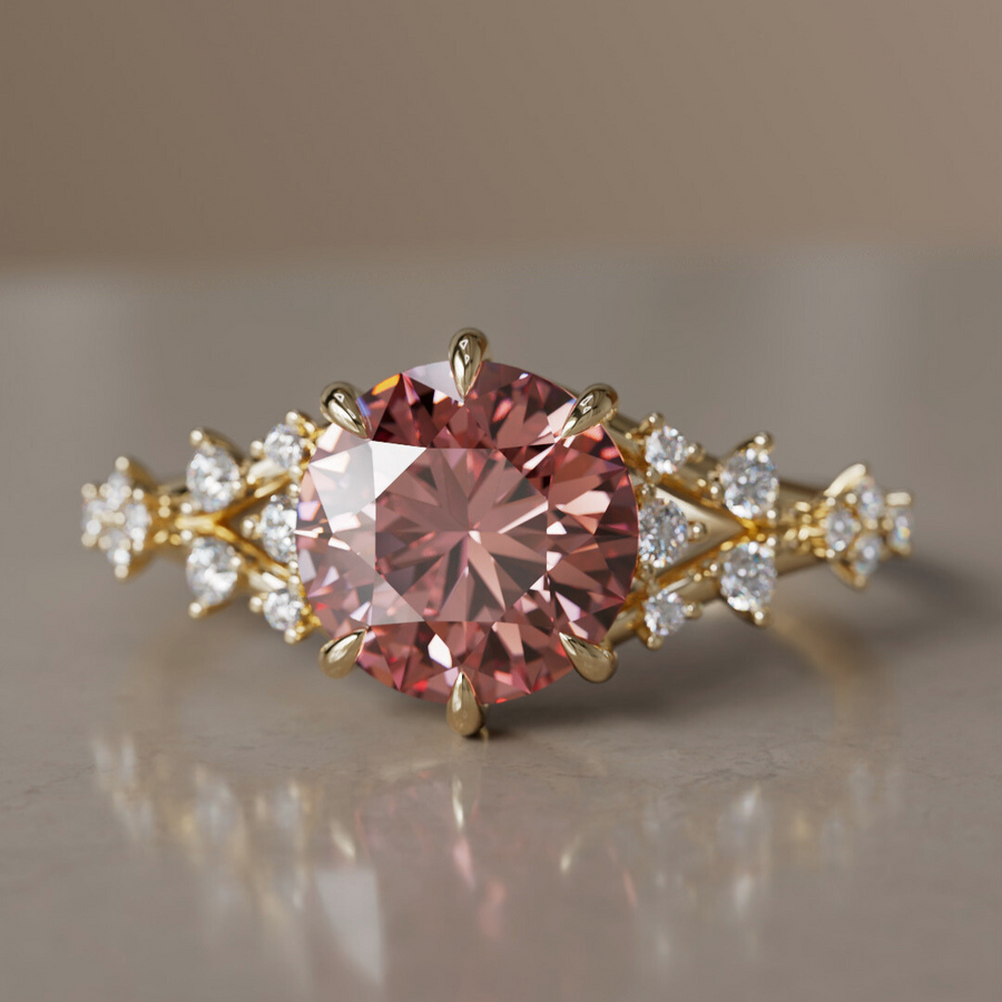 Alternative Round Engagement Ring Split Shank with Lab Diamonds By Valley Rose