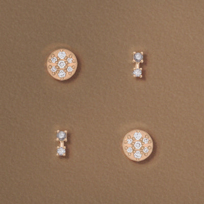 Double Salt and Pepper Diamond Earring Studs in 14k Gold Sinle By Valley Rose Ethical Jewelry