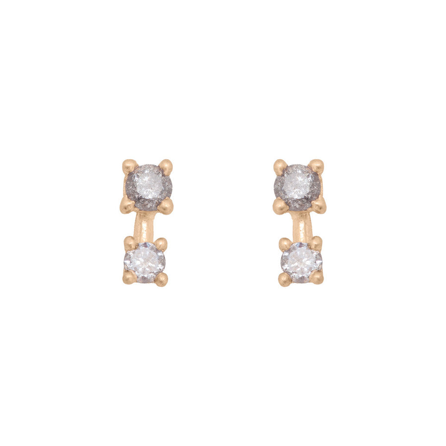 Double Salt and Pepper Diamond Earring Studs in 14k Gold Sinle By Valley Rose Ethical Jewelry