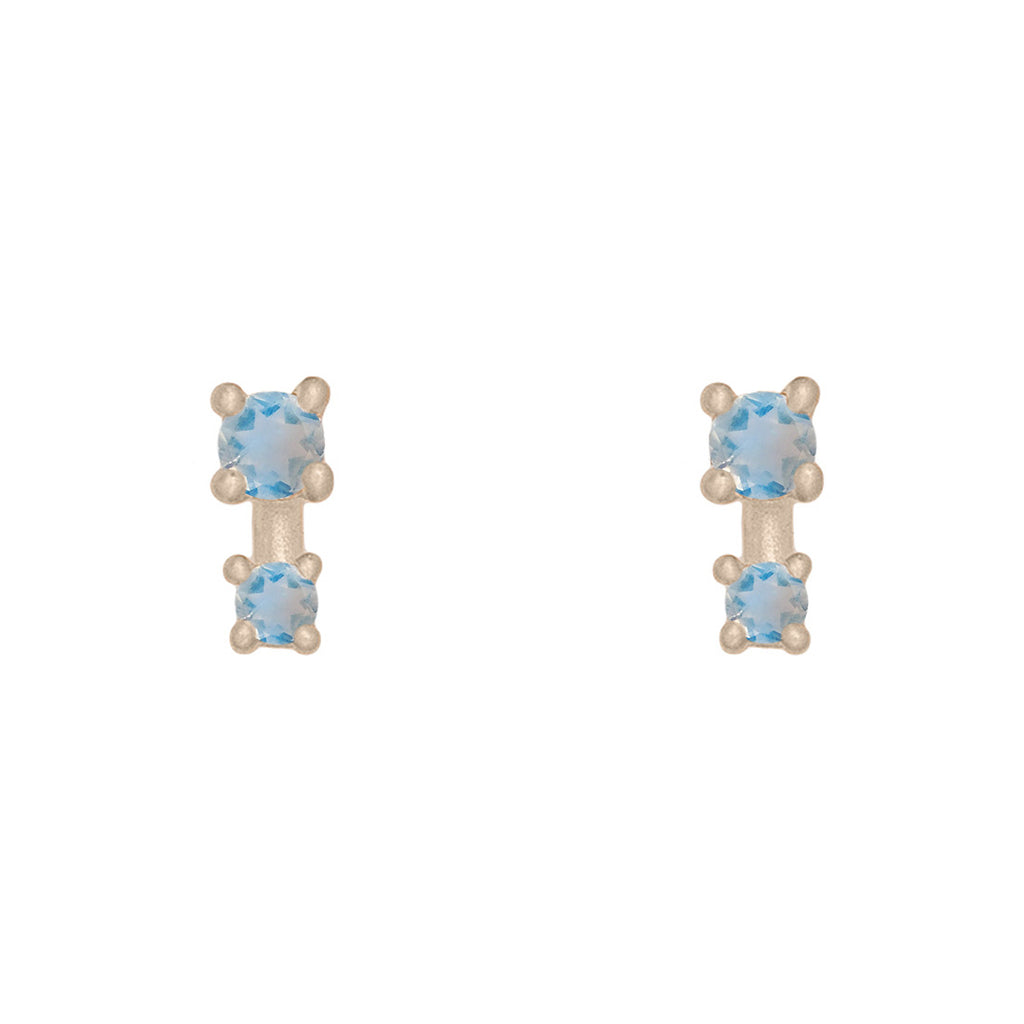 Double Moonstone Earring Studs in 14k Gold by valley rose ethical jewelry