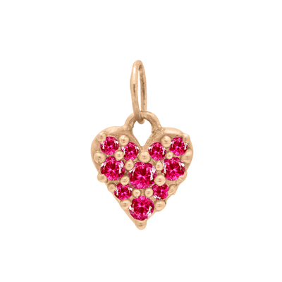 Ruby Heart Necklace - 14k Gold Pavé Pink Red Charm - Amare Necklace By Valley Rose Ethical Jewelry