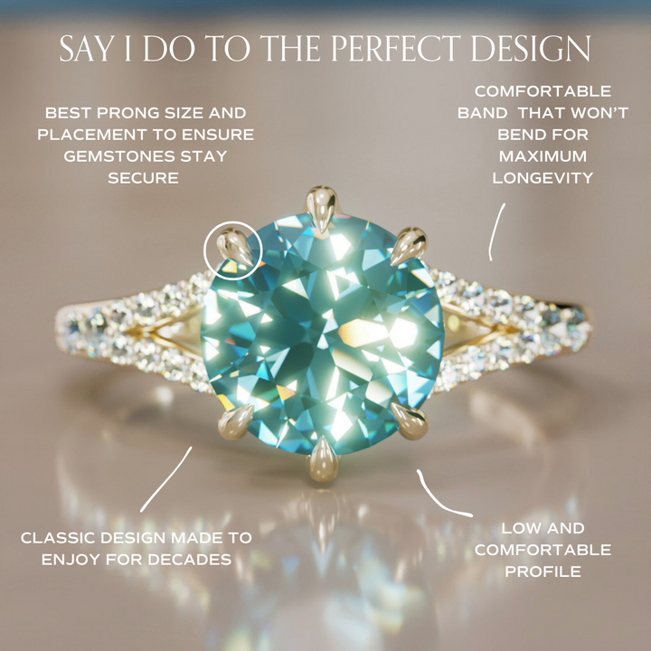 Amaya Round Blue Sapphire Modern Unique Split Shank Engagement Ring By Valley Rose