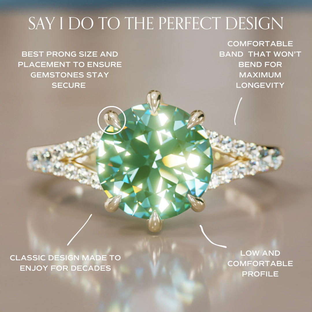 Amaya Round Green Sapphire Modern Unique Split Shank Engagement Ring By Valley Rose