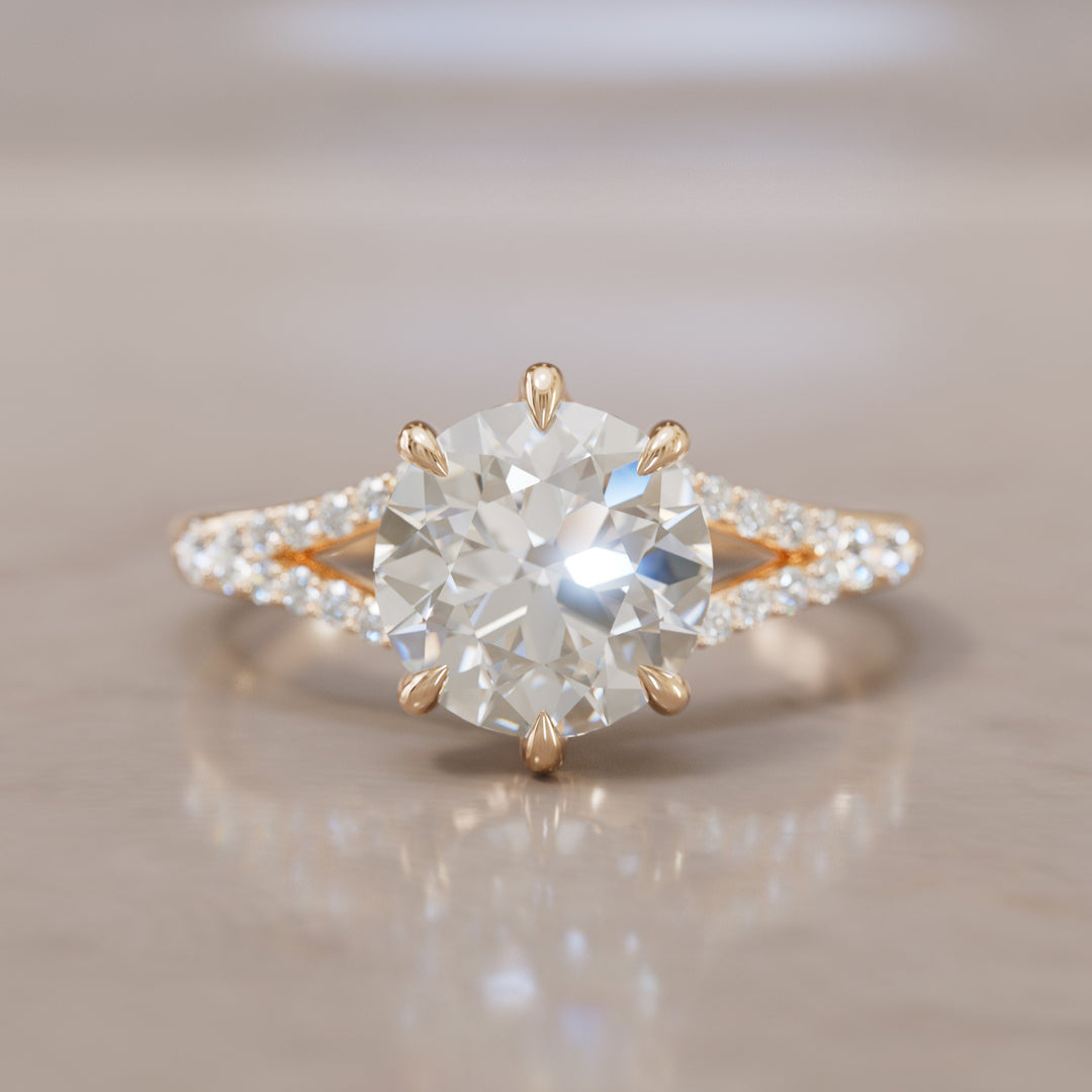 Amaya Round Diamond Modern Unique Split Shank Engagement Ring (Setting Only)