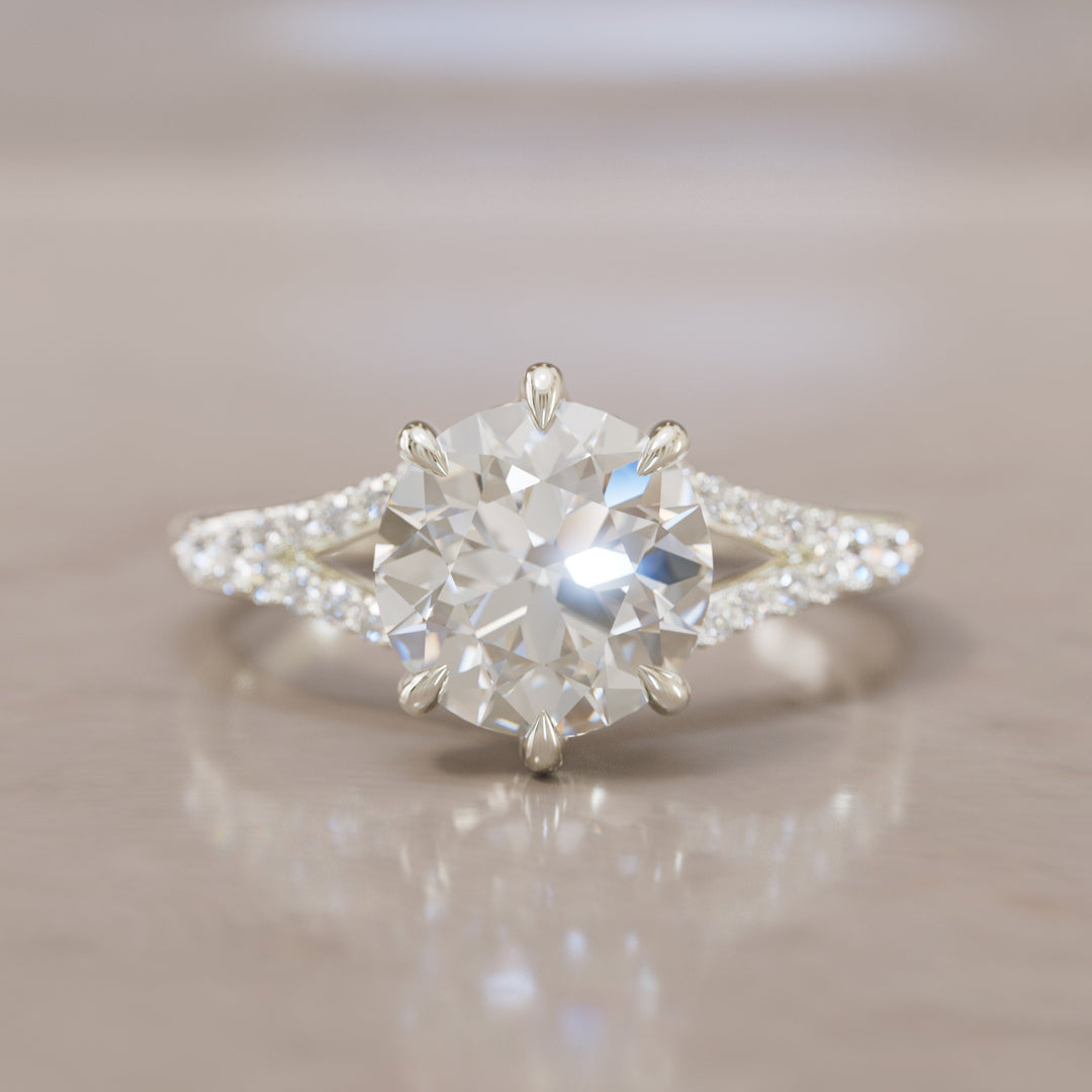 Amaya Round Diamond Modern Unique Split Shank Engagement Ring (Setting Only)