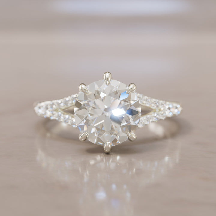 Amaya Round Diamond Modern Unique Split Shank Engagement Ring (Setting Only)