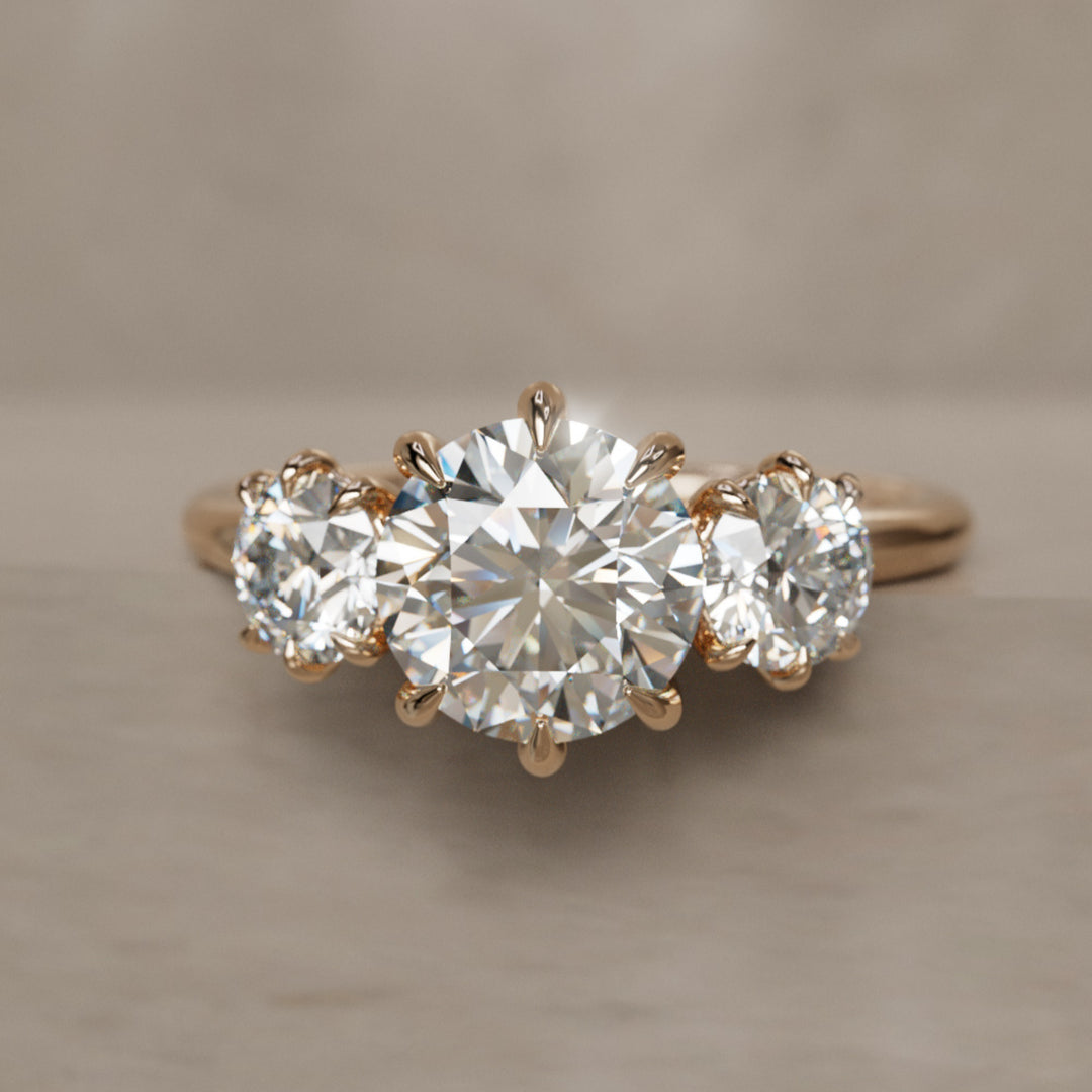 Amerie Unique Modern Round Lab Diamond Three Stone Engagement Ring (Setting Only)