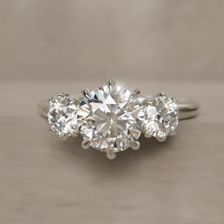 Amerie Unique Modern Round Lab Diamond Three Stone Engagement Ring (Setting Only)