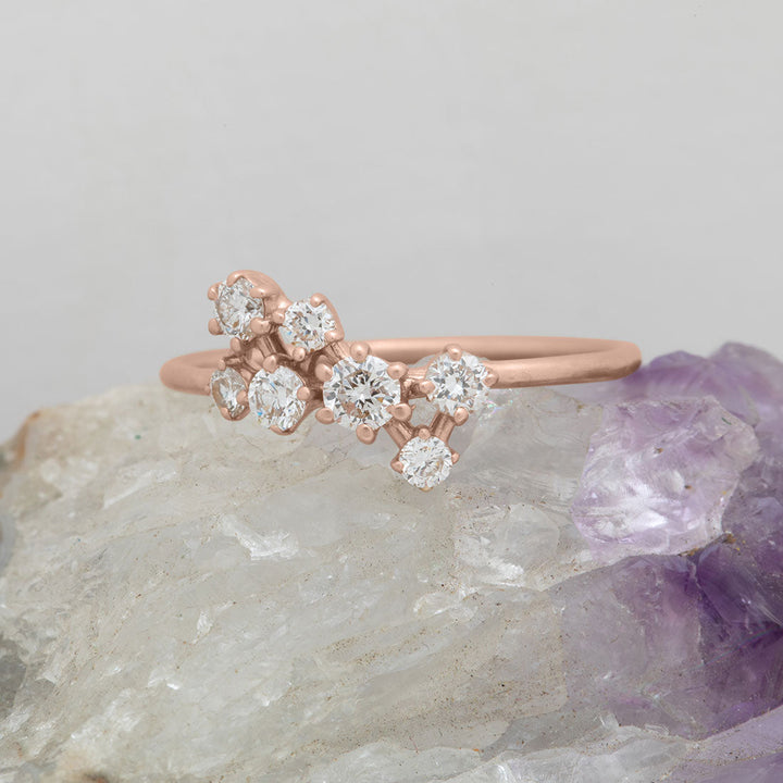 Celestial Diamond Cluster Engagement Ring By Valley Rose