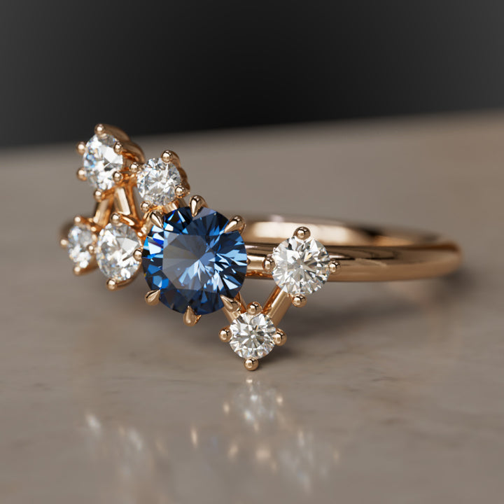 Anello con zaffiro blu Andromeda