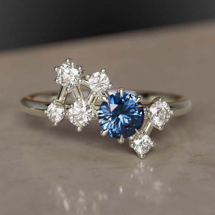 Anello con zaffiro blu Andromeda